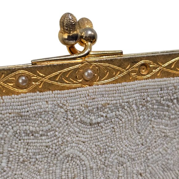 Vintage Art Deco Beaded Purse Bag Kisslock Top Handle 6"x8" READ description - Picture 3 of 12